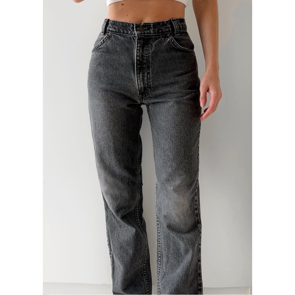 Vintage Levi’s Orange tab straight leg high rise faded black jeans 80s 90s - Picture 4 of 10